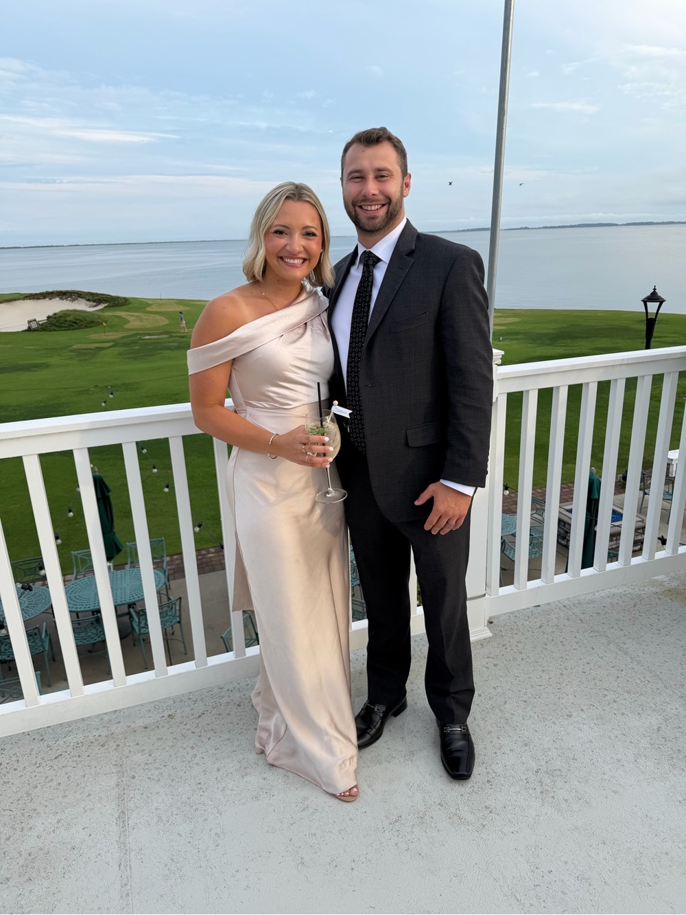 One-Shoulder Satin Evening Gown in Champagne